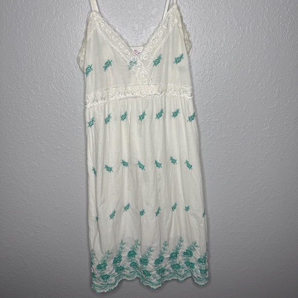Sweet Luv 2 Luv  Cami Tank Dress with turquoise flowers -cp - Picture 2 of 10